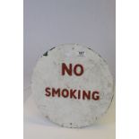 Vintage Circular ' No Smoking ' Sign, 38cms diameter