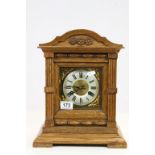 Oak cased Junghans Mantle Clock with key & pendulum