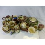 Collection of mainly vintage Torquay pottery Motto ware including Jugs, Teapots, Cups & Saucers,