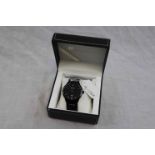 Boxed Barkers of Kensington 30m Quartz Entourage Edition Wristwatch with oversize Black Dial and