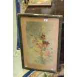 French 19th century Watercolour entitled ' Wreath of Flowers ' signed Sophia Glevons label verso for