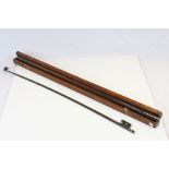 19th century Mahogany Violin Bow case (bow damaged). Cased stamped W. Dutton