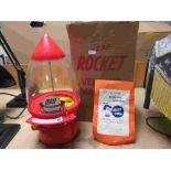 Boxed Leaf Rocket Vending Machine for Bubble Gum with Instructions and Two Old Pennies