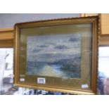 Early 20th century Framed and Glazed Oil Painting of Moonlight Seascape