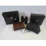 Five Pairs of Binoculars including Cased Hanimex 7 x 50mm, Cased Halina Sightsetter, Cased