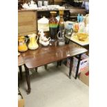 19th century Mahogany Pembroke Table with Drawer to end, raised on turned legs with castors