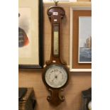 Oak Banjo style Aneroid Barometer