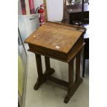 Victorian Oak Child's School Desk with Sloping Hinged Lid