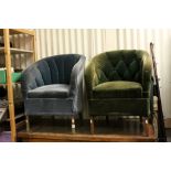 Early 20th century Cloud Style Velvet Upholstered Club / Tub Chairs together with a similar Button