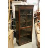 19th century Stained Pine Cabinet with Single Glazed Door opening to reveal Four Shleves, 172cms