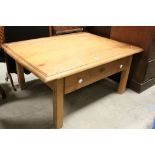 Pine Coffee Table with Drawer, 108cms x 85cms x 52cms high