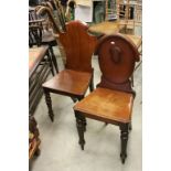 Two 19th century Mahogany Hall Chairs with Solid Backs and Seats, stamped Bristol, Park Street