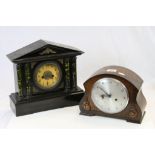 Two vintage Wooden cased Mantle Clocks to include Enfield & Slate style