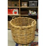 Very Large Wicker Basket with Two Carrying Handles, 92cms diameter x 75cms high (excluding handles)