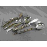 Heritage plate flatware for six place settings to include fish knives and forks, soup spoons,