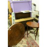 Mid 20th century Mahogany Bookcase with Glass Sliding Doors, Edwardian Mahogany Inlaid Oval Side