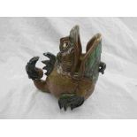 Andrew Hull for Burslem Pottery grotesque fish spoon warmer, brown green and blue colour palette,