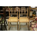 Pair of Regency Faux Bamboo Chairs with Cane Seats