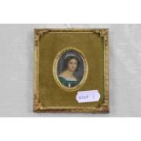 Early 20th century Gilt Framed Portrait Miniature of a Lady signed HIR