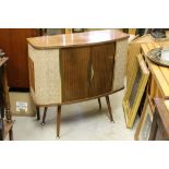 Retro 1950's / 60's Drinks / Side Cabinet with Tambour Slide Back Doors and raised on Atomic Legs,