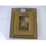 Gilt Framed Oil on Panel depicting a Georgian Christening Scene, 14cms x 9cms