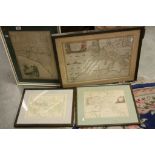 Four framed & glazed hand coloured Antique Maps to include; Turkey, Persia, Israel & Imperial Rome