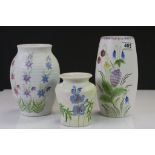Three 1930's Radford Burslem Vases with hand painted Floral designs