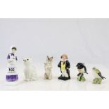 Collection of six ceramic figurines and animals to include; Beswick Stonechat 227 Goldcrest 2415,