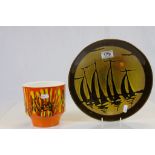 Poole Aegean Pottery dish with Yacht design & a Poole planter with drip pattern