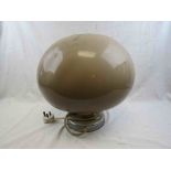 Retro chrome table lamp with mushroom shaped plastic shade together with a retro chrome standard