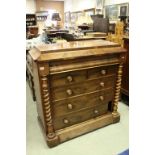 Victorian Mahogany Caddy Top Chest of Single Cushion Drawer over Two Short and Three Long Drawers