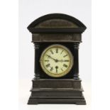 Ebonised Wooden mantle Clock with pendulum & key