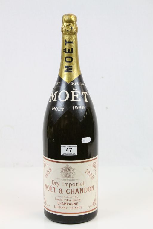 Unopened Jereboam bottle of 1969 Moet & Chandon Dry Imperial Champagne