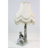 Nao cermic Lamp by Lladro depicting a girl with Rabbits