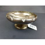 Silver pedestal bowl with scalloped edge, makers Barker Ellis Silver Co, Birmingham 1965, height