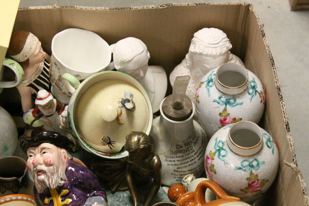 Box of mixed vintage Ceramics to include a doulton Lambeth Harvest teapot, Toby Jug etc - Image 3 of 3