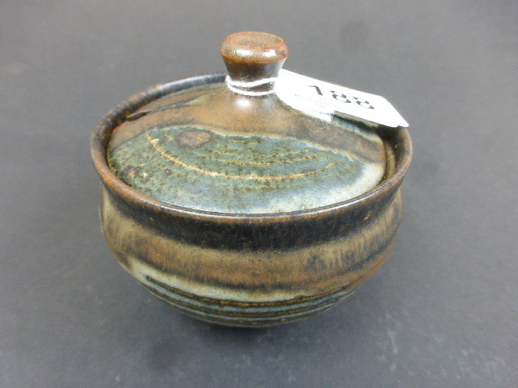 Anchor Studio Pottery preserve pot with lid, impressed with Anchor mark and also "St Ives 1973" - Image 2 of 4