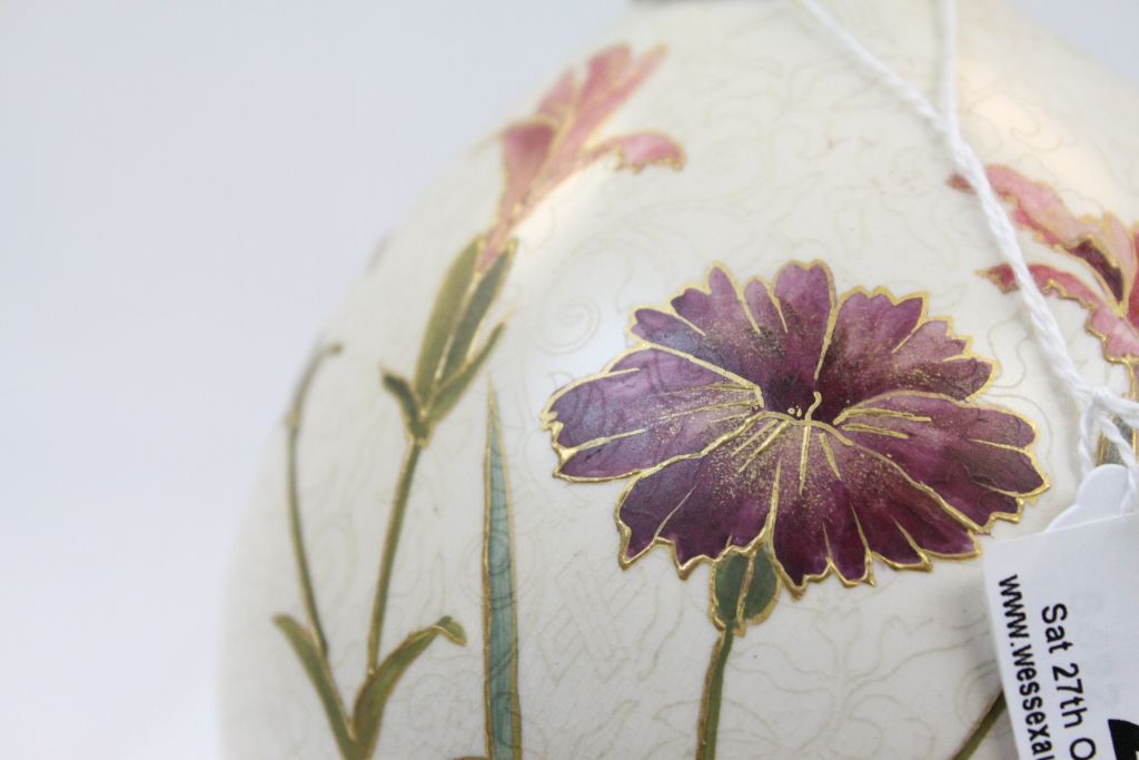 Pair of Doulton Bottle Neck Bulbous Vases decorated with Flowers stamped ' Doulton ' to base - Image 6 of 6