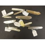 Six vintage Hallmarked Silver & mother of Pearl Fruit Knives to include; Sheffield 1822 & 1897