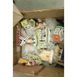 Box of mixed vintage ceramic Cottages etc to include 19th Century Staffordshire, Coalport etc