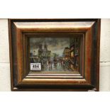 Oil on Panel, Busy Paris Street Scene with Figures