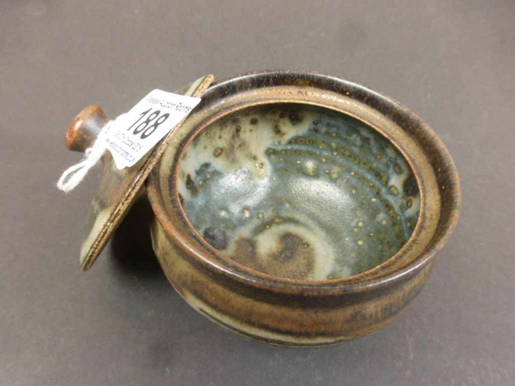 Anchor Studio Pottery preserve pot with lid, impressed with Anchor mark and also "St Ives 1973" - Image 3 of 4