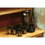 Portmeirion Black ' Phoenix ' Coffee Set comprising Coffee Pot, Six Coffee Cups, Six Saucers, Milk