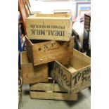 Five Wooden Crates including Typhoo Tea Crate, Nestle Ideal Milk Crate, Nolly-Pratt Vermouth Crate