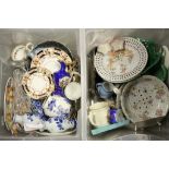 Two boxes of mixed vintage ceramics to include Delft