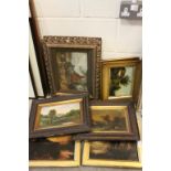 Four Pairs of Framed 19th century Landscape and Seascape Oil Paintings