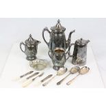 Small collection of vintage Silver plate to include an American Coffee set