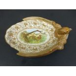 Royal Worcester hand painted dish, modelled as a Partridge to the edge, with image of Partridge to