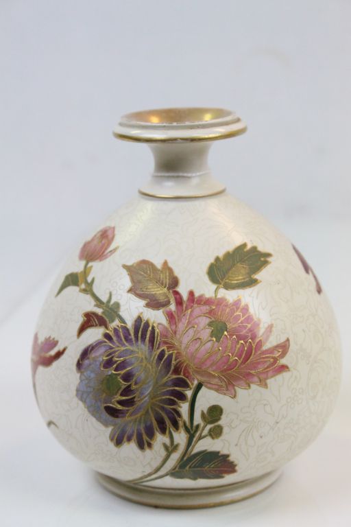 Pair of Doulton Bottle Neck Bulbous Vases decorated with Flowers stamped ' Doulton ' to base - Image 2 of 6