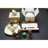 Boxed Royal Doulton Bunnykins Moneybox, Boxed Aynsley Mulberry Wood Fox, Cased Royal Crown Derby